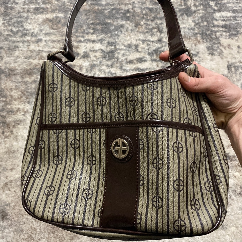 Giani Bernini shoulder bag purse womens purse designer top zip olive brown black